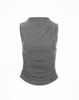 Ruched Sleeveless Mesh Top