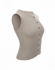 Button-Front Knit Vest Top
