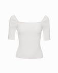 Soft Ribbed Square-Neck Knit Top
