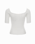 Soft Ribbed Square-Neck Knit Top