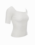 Soft Ribbed Square-Neck Knit Top