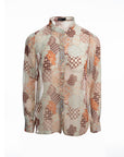 Abstract Print Sheer Shirt