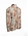 Abstract Print Sheer Shirt