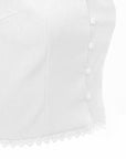 Button Front Lace Hem Top