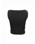 Button Front Lace Hem Top