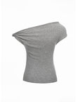 Asymmetric Off-Shoulder Knit Top