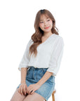 Ruched-Sleeve Blouse