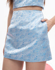 Jacquard Floral Pattern Mini Skirt