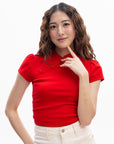 Mandarin Collar Keyhole Crop Top