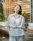 Pinstripe Peplum Blouse