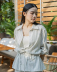 Pinstripe Peplum Blouse