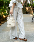Textured Pinstripe Drawstring Pant
