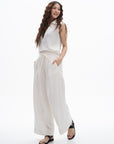 Lyocell Linen Blend Flowy Wide-Leg Pants