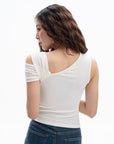 Asymmetric Shoulder Cutout Top