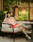 Printed Collar Wrap Shirt