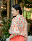 Printed Collar Wrap Shirt