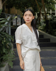 Notch-Lapel Popover Blouse