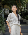 Notch-Lapel Popover Blouse