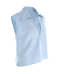 Lyocell Linen Blend Sleeveless Collared Blouse