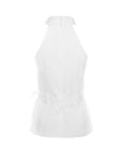 Cross-Halter Peplum Top with Belt