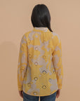Embroider Floral Button-Up Blouse