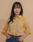 Embroider Floral Button-Up Blouse