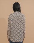 Geometric Print Button-Up Blouse