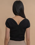 Heart-shape Collar Fitted Knit Top