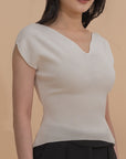 Heart-shape Collar Fitted Knit Top