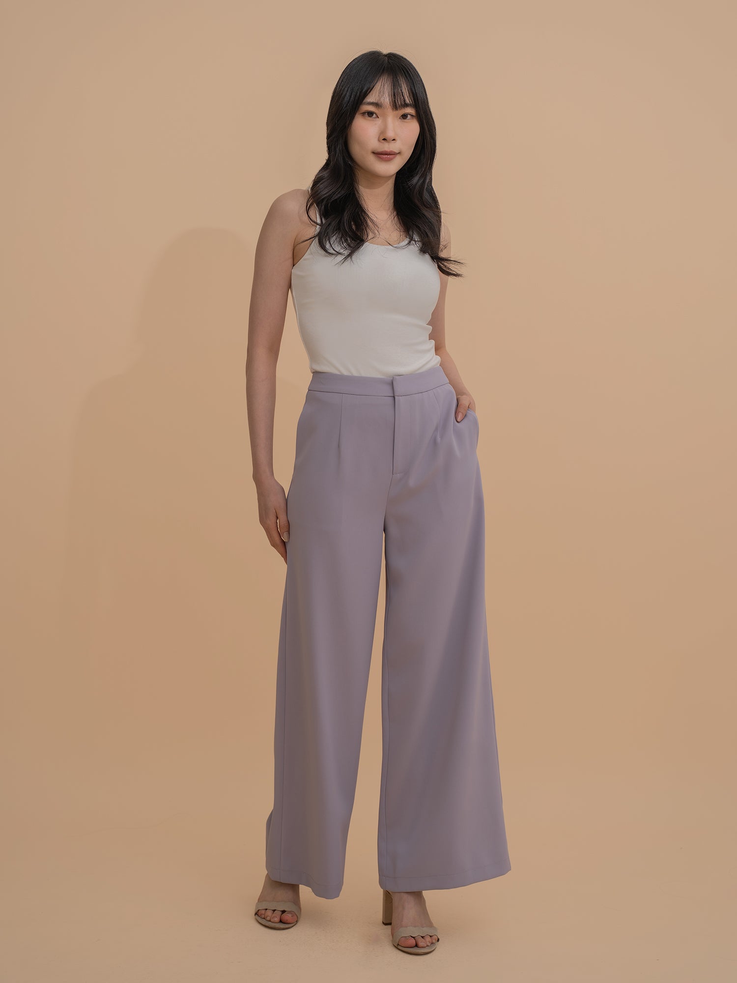 High-Waist Flowy Trousers