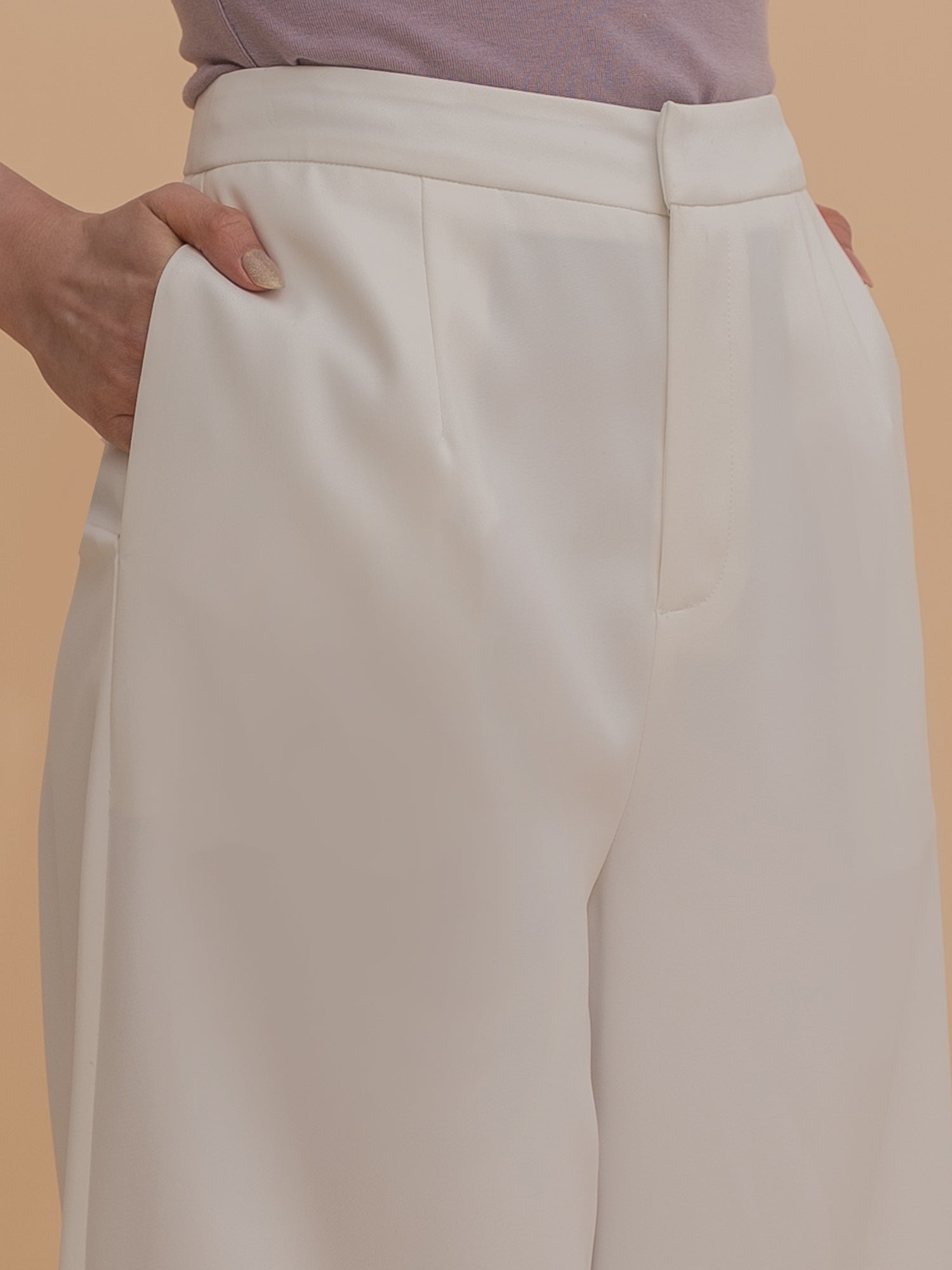 High-Waist Flowy Trousers
