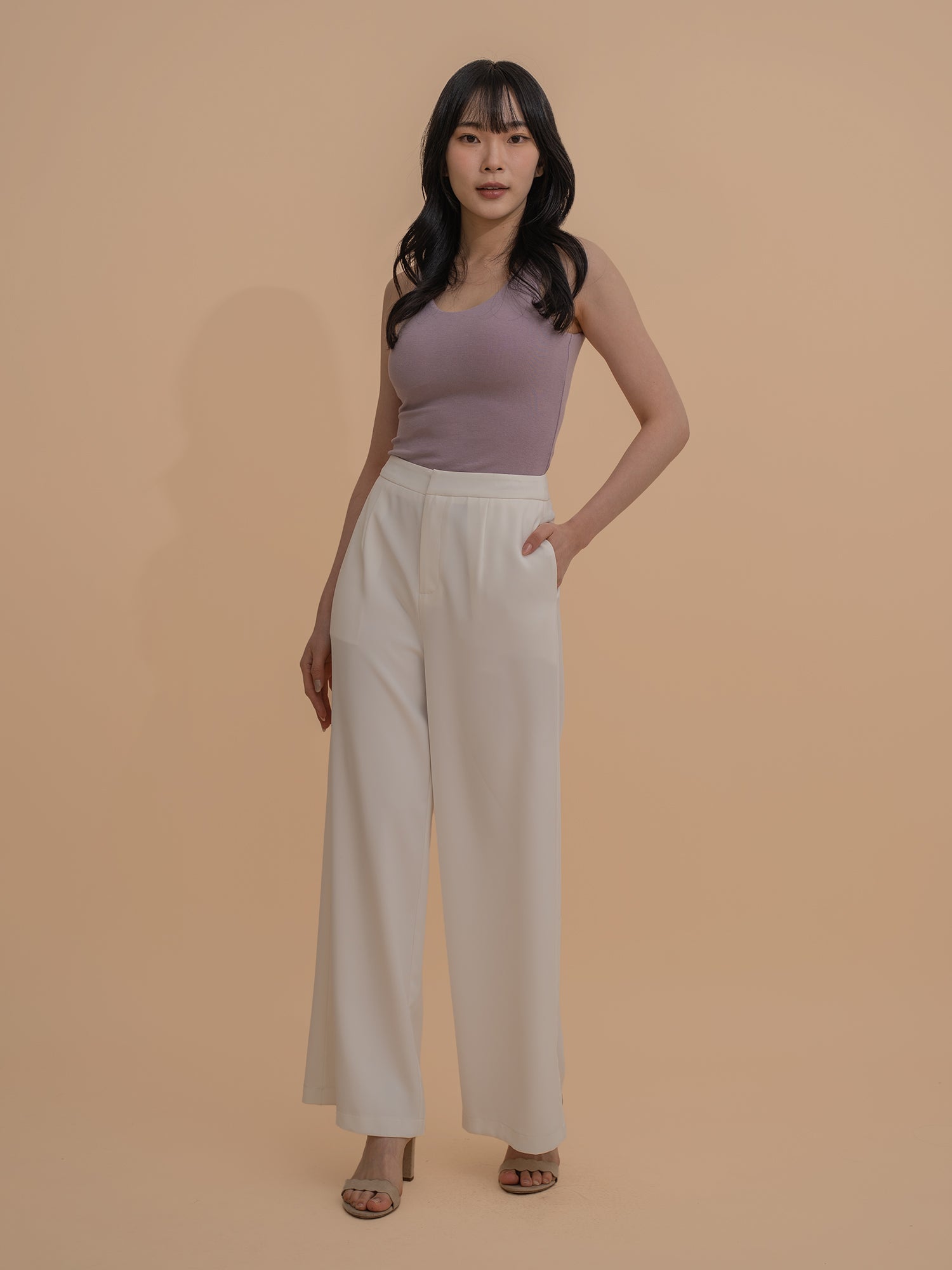 High-Waist Flowy Trousers