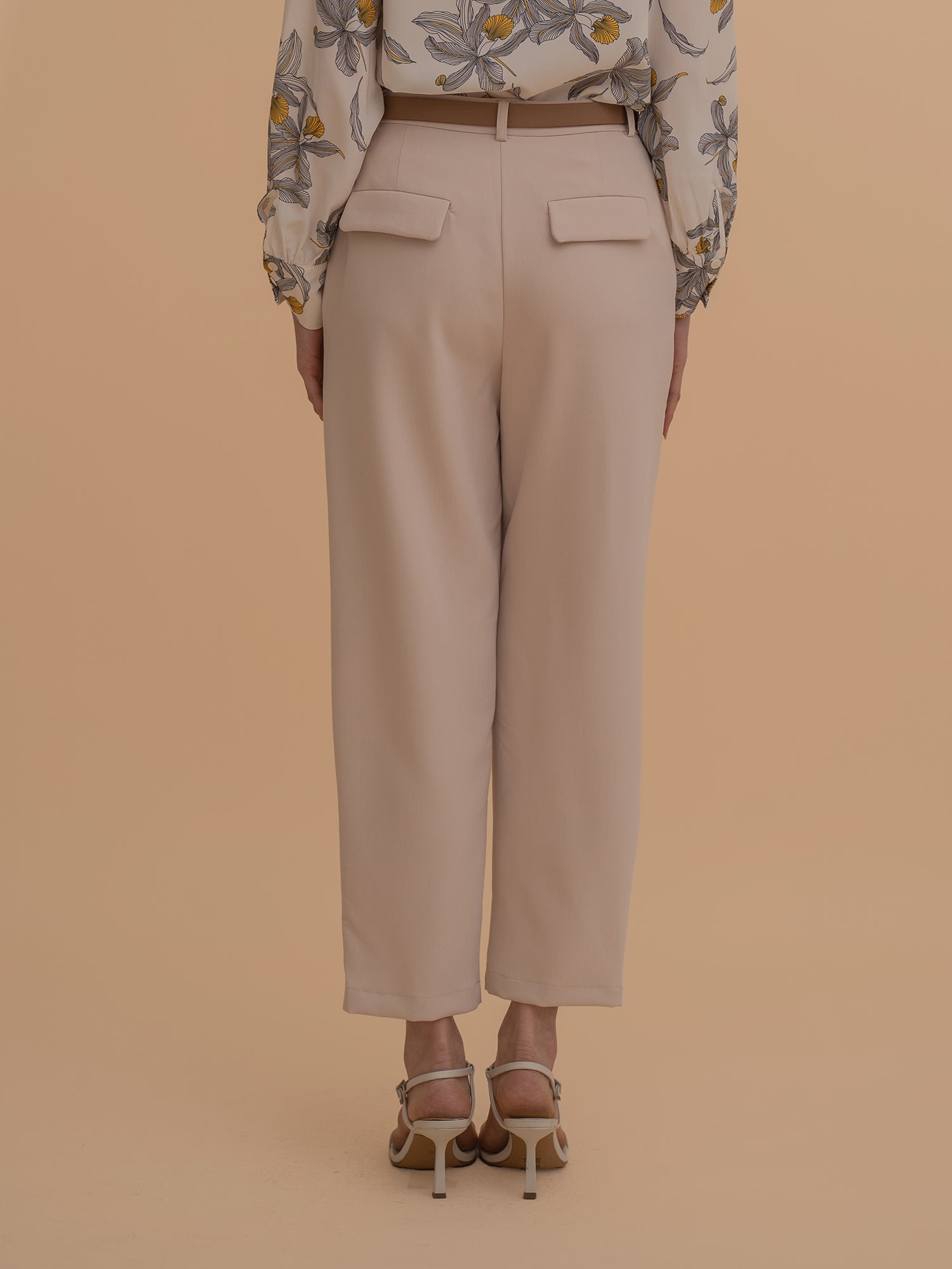 High-Waist Tapered Trousers with Belt
