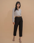 High-Waist Tapered Trousers with Belt
