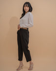 High-Waist Tapered Trousers with Belt