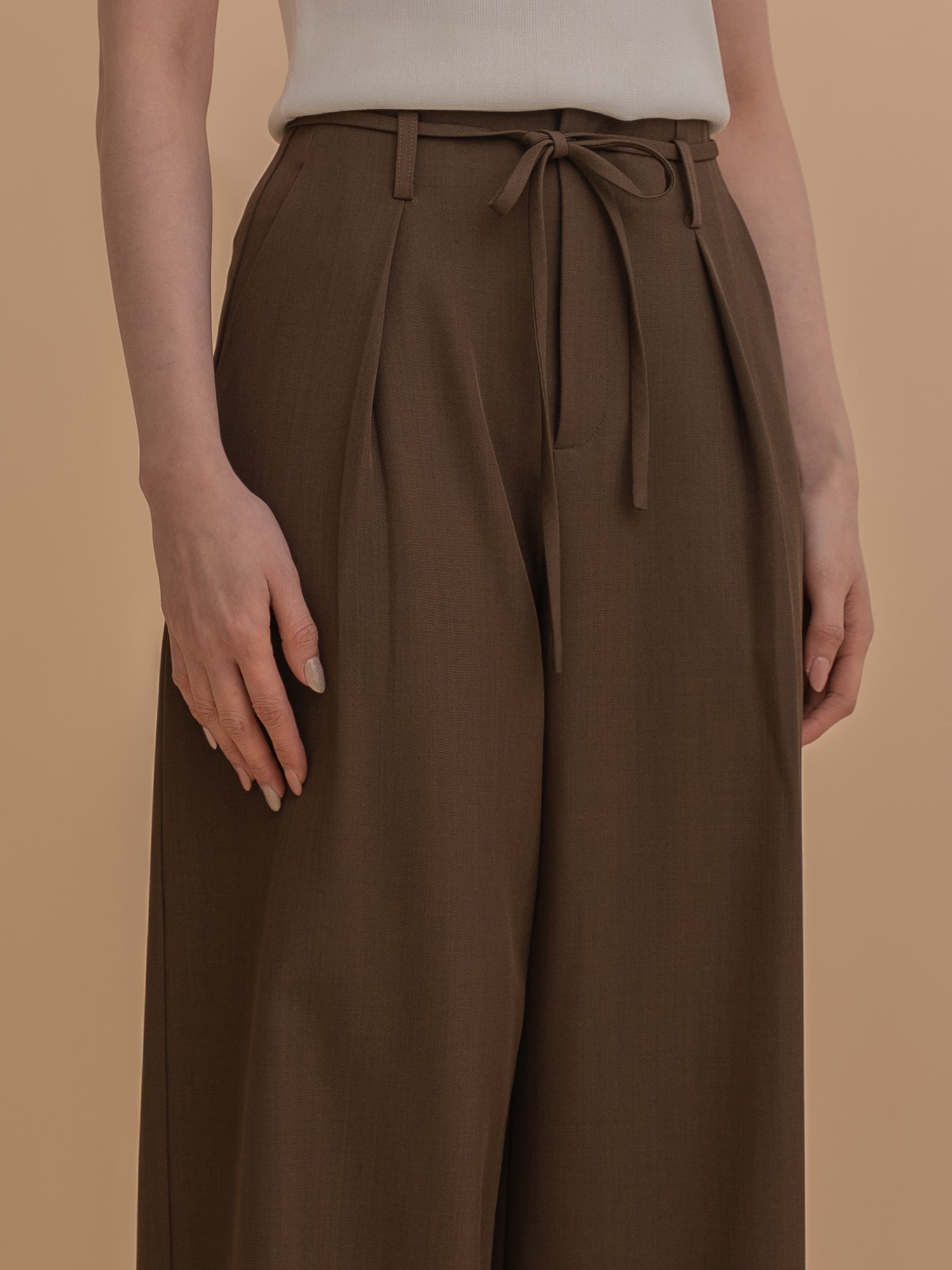 High-Waist Tie Trousers