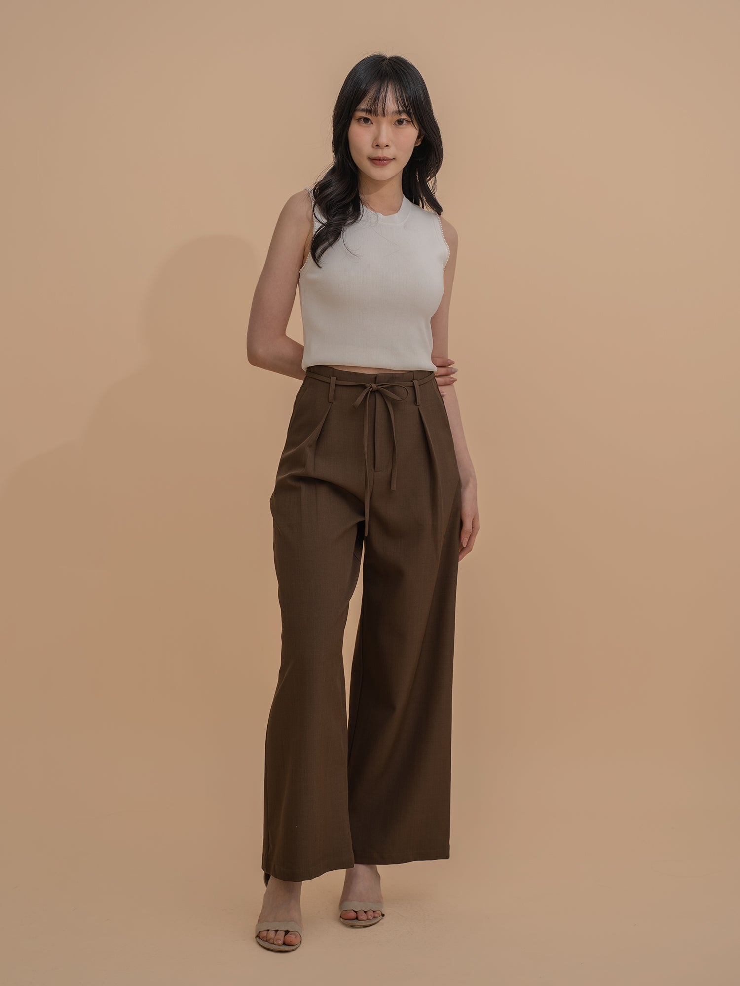High-Waist Tie Trousers