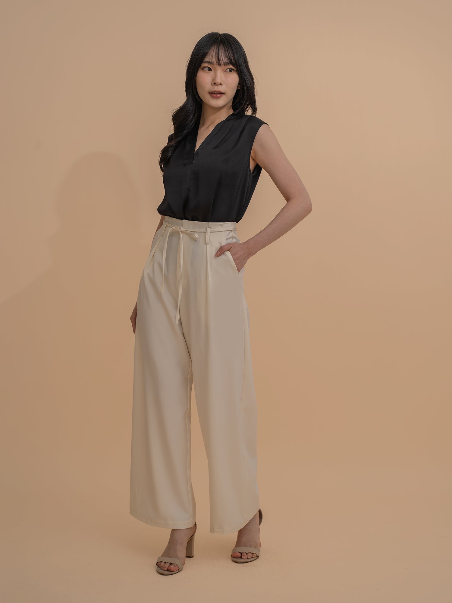 High-Waist Tie Trousers