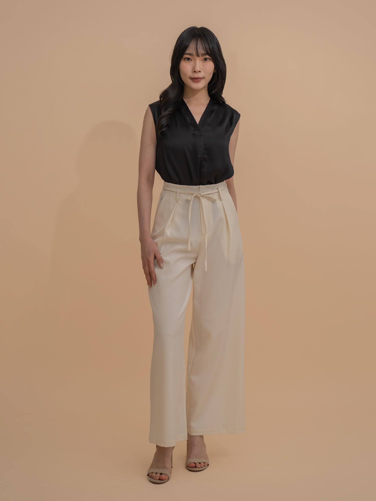 High-Waist Tie Trousers