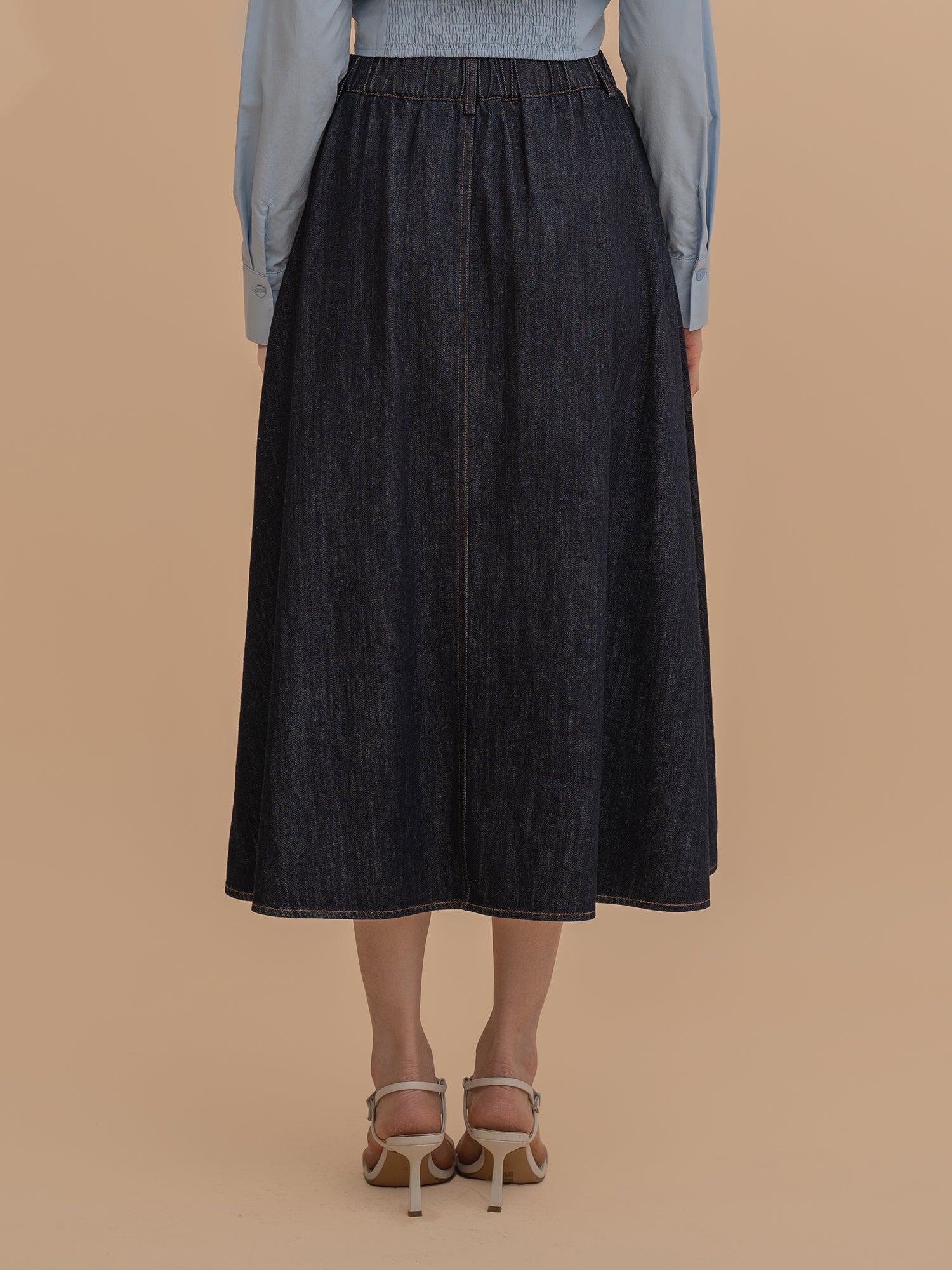 High-Waisted A-Line Denim Skirt