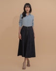 High-Waisted A-Line Denim Skirt