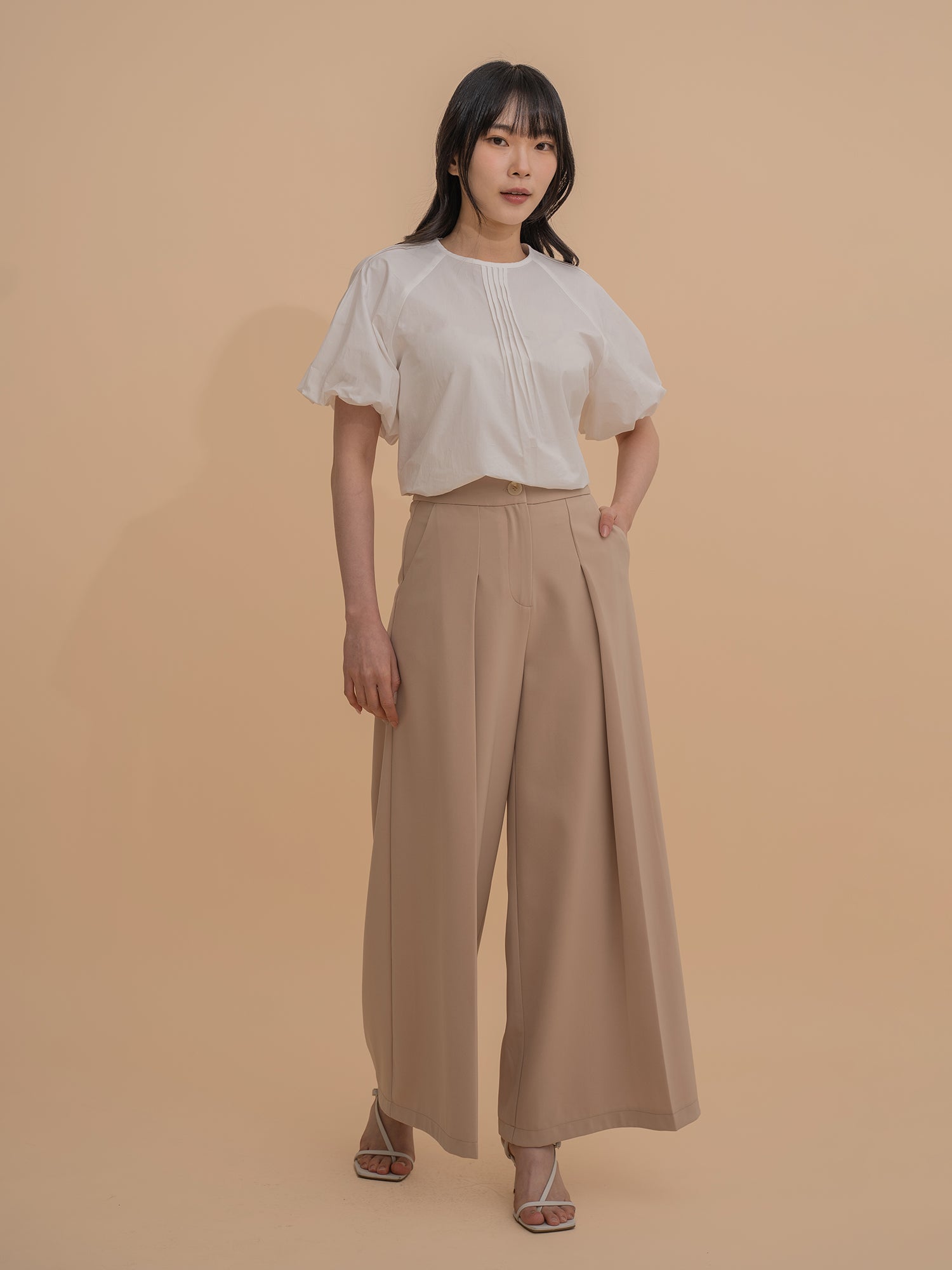 High-Waisted Wide-Leg Trousers