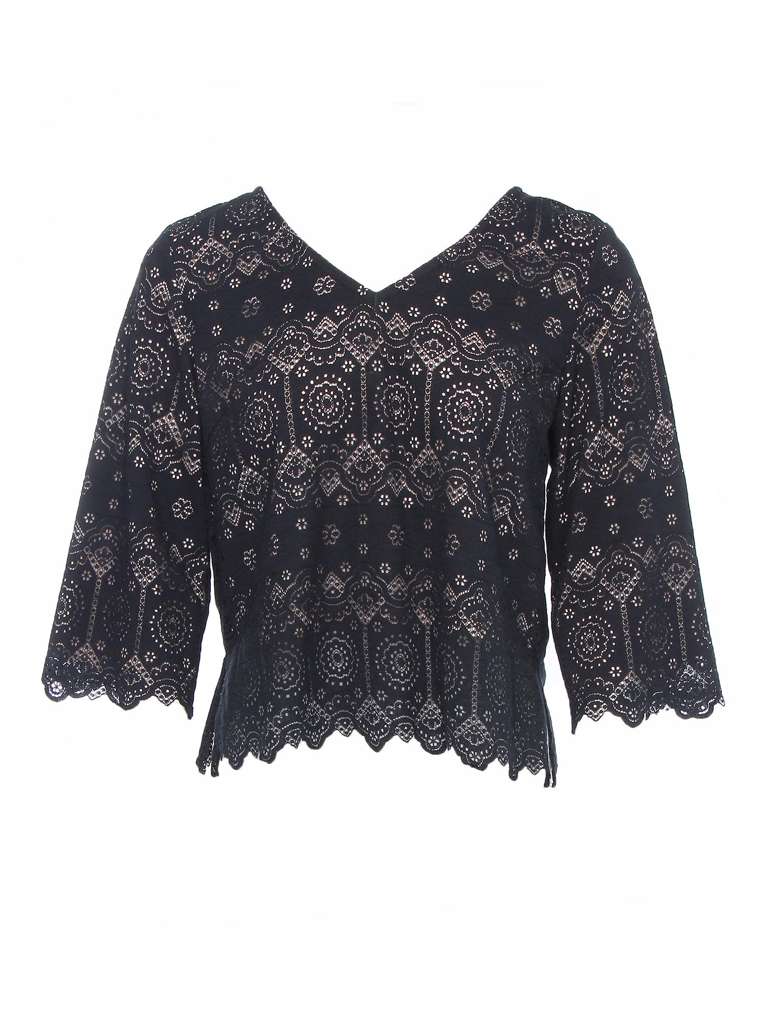 Deena Lace Scalloped Top