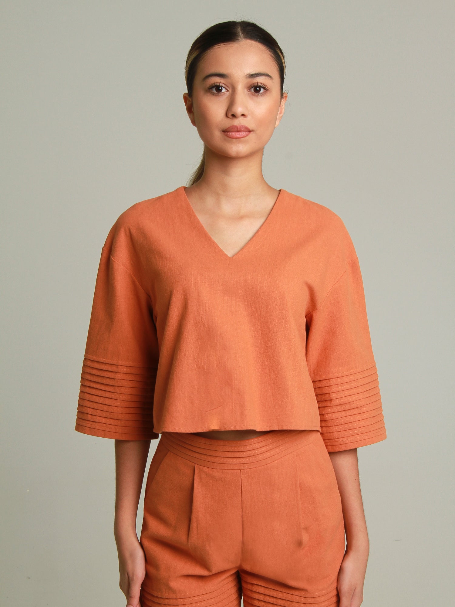 Cora Pleated Sleeves Top