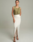 Cleo Linen Front Slit Maxi Skirt
