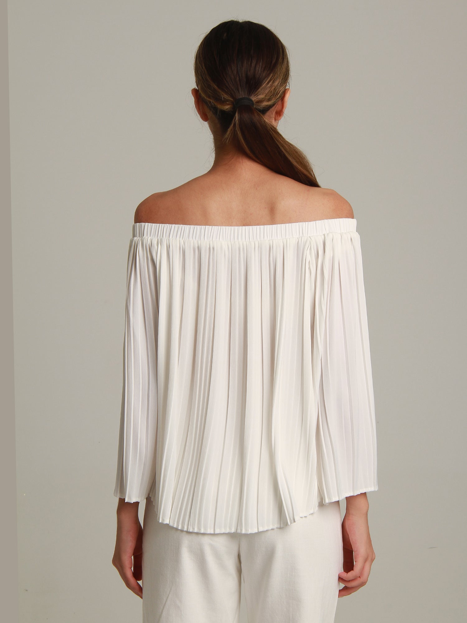 Cori Off Shoulder Pleated Top