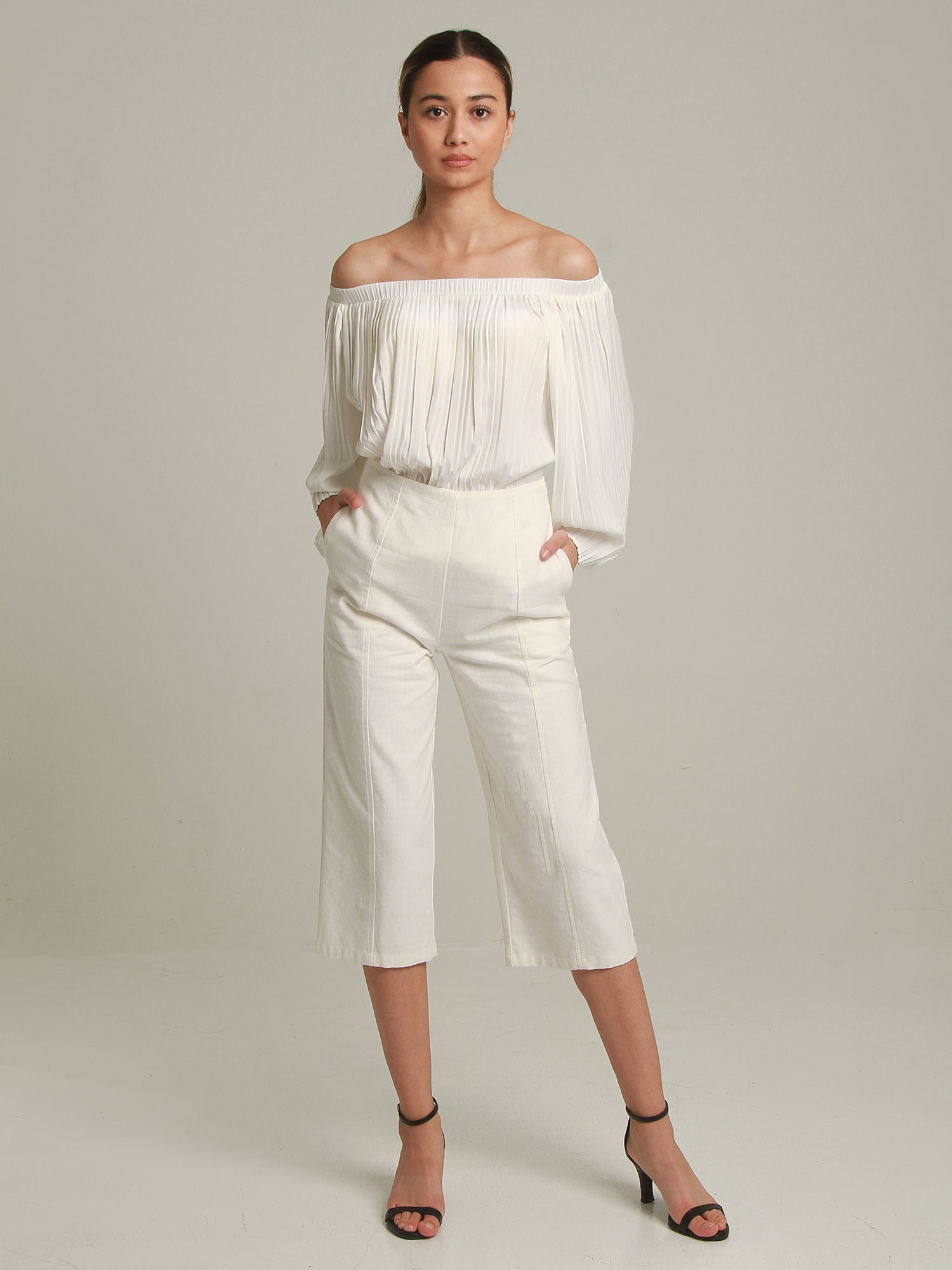 Cori Off Shoulder Pleated Top