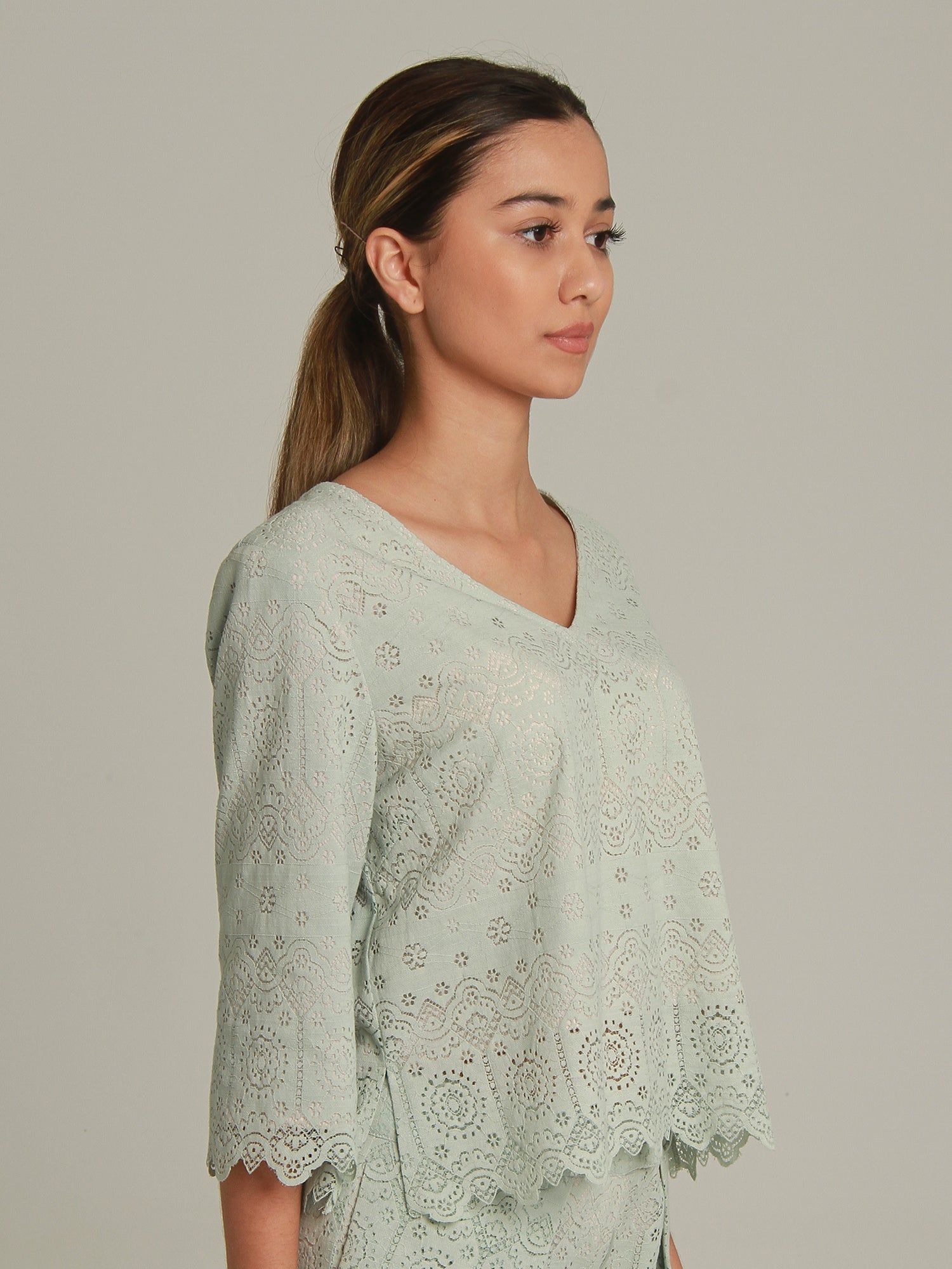 Deena Lace Scalloped Top