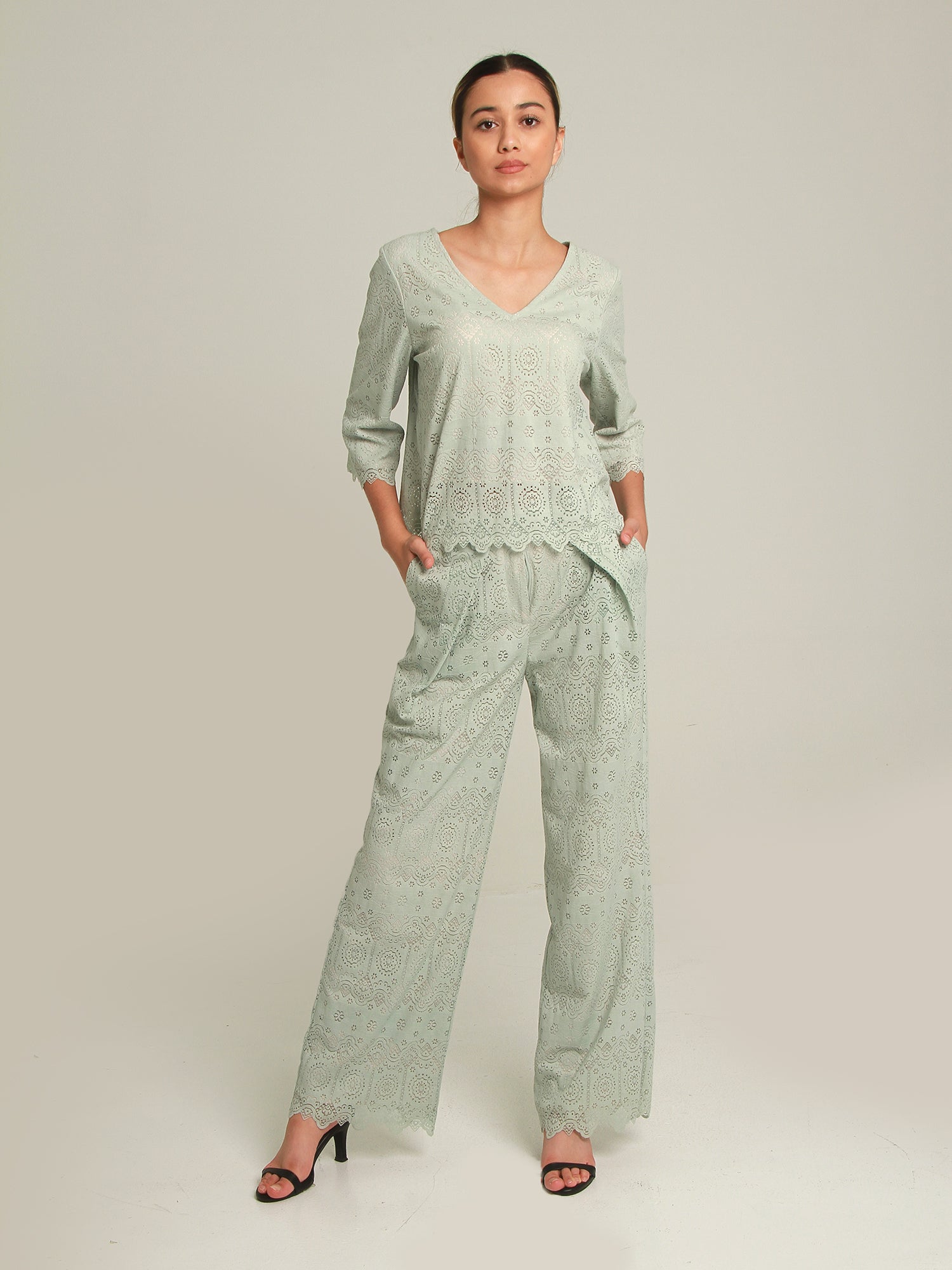 Deena Lace Scalloped Top