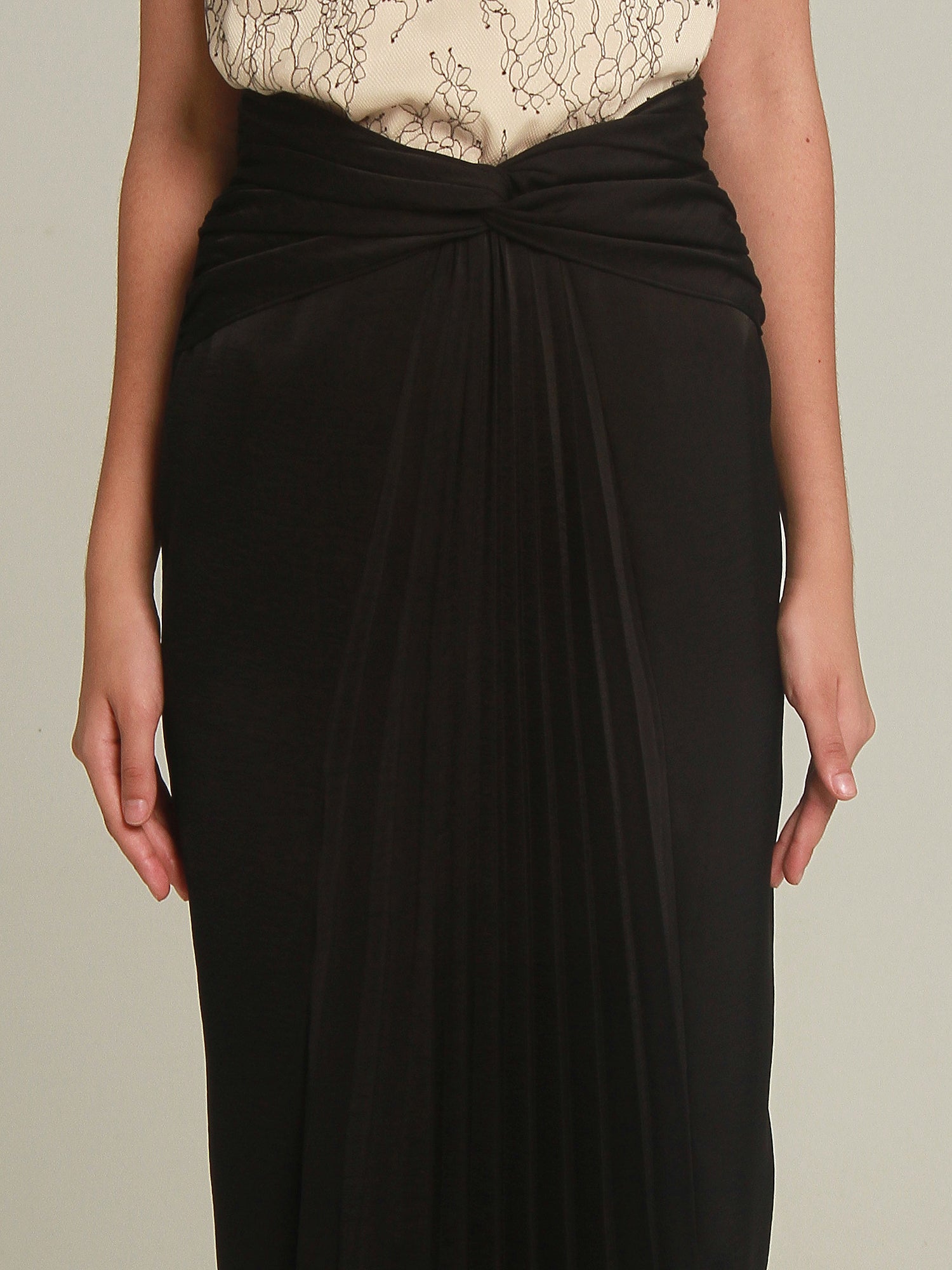 Yevette Drape Twist Midi Skirt